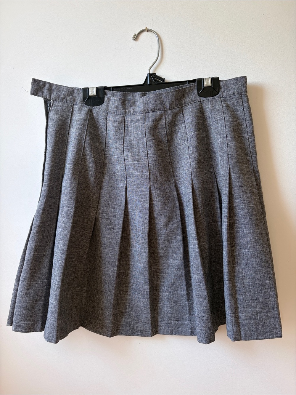 Pleated Gray A-Line Skirt